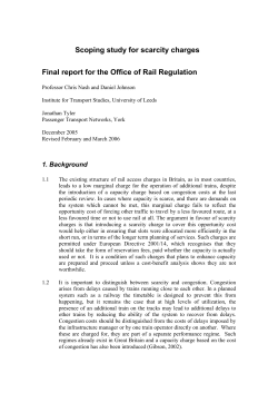 Scoping study for scarcity charges Final report for the Office of Rail