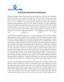 Democratic Government and Monarchy