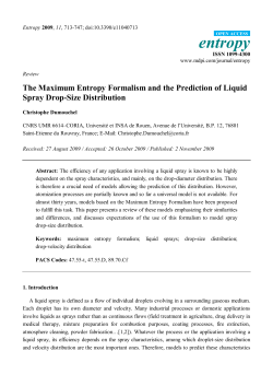 The Maximum Entropy Formalism and the Prediction of Liquid Spray