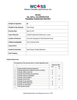 WCSS OIL SPILL CO-OPERATIVE TRAINING EXERCISE REPORT H