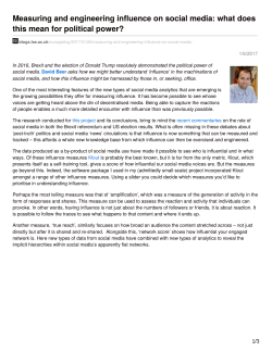 Measuring and engineering influence on social media: what does