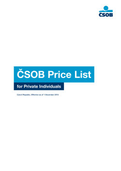 ČSOB Price List for Private Individuals, effective as of 1 December