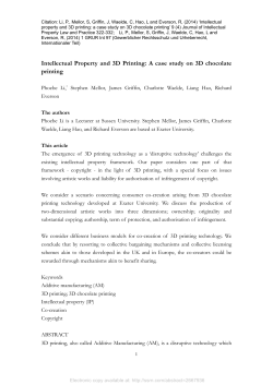 A case study on 3D chocolate printing