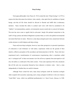 Deep Ecology - College of Liberal Arts and Sciences