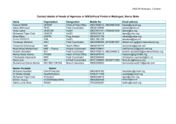 Contact details of Heads of Agencies or NGOs/Focal Points in