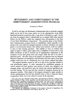 Settlement and Unsettlement in the Resettlement Administration