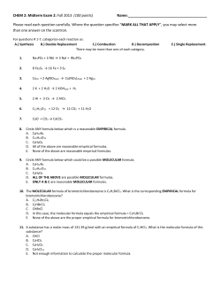 CHEM 2: Midterm Exam 2: Fall 2013 (100 points) Name: Please