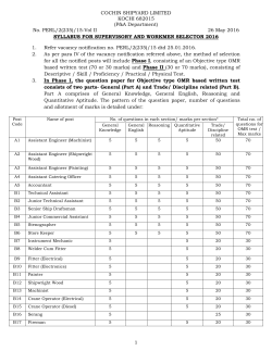 syllabus for workmen and supervisory selecton