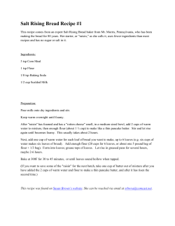 Salt Rising Bread Recipe #1