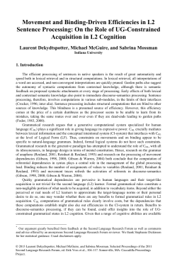 Movement and Binding-Driven Efficiencies in L2 Sentence