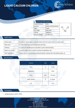 Chemical Formula CaCl2 Synonym Calcium Chloride Solution