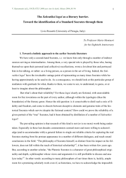The Sokratikoi logoi as a literary barrier. Toward the identification of