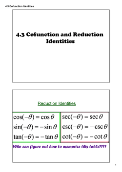 4.3 Cofunction Identities