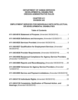 EMPLOYMENT SERVICES FOR INDIVIDUALS WITH