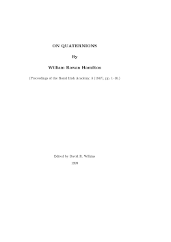 On Quaternions - TCD Maths home