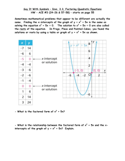 Say It With Symbols &ndash; Invs. 3.3, Factoring Quadratic Equations HW
