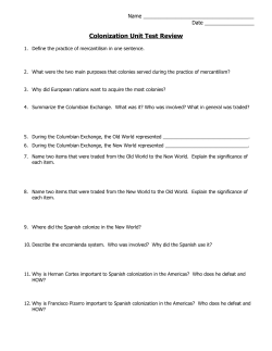 Colonization Unit Test Review