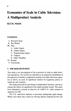 Economies of Scale in Cable Television