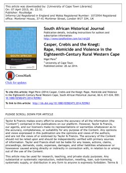 Casper, Crebis and the Knegt: Rape, Homicide