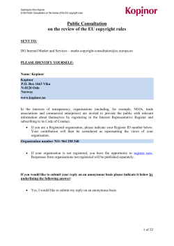Public Consultation on the review of the EU copyright rules