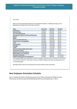 New Employee Orientation Schedule