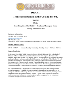 DRAFT Transcendentalism in the US and the UK