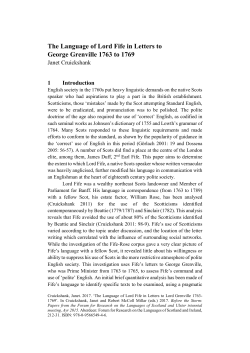 The Language of Lord Fife in Letters to George Grenville 1763 to 1769