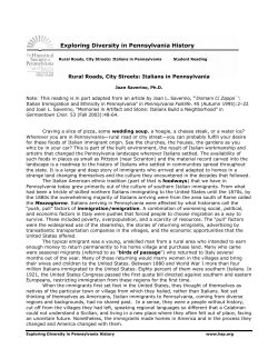 Rural Roads, City Streets: Italians in Pennsylvania