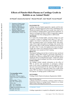 Effects of Platelet-Rich Plasma on Cartilage Grafts in Rabbits as an