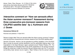 Interactive comment on &ldquo;How can aerosols affect the Asian