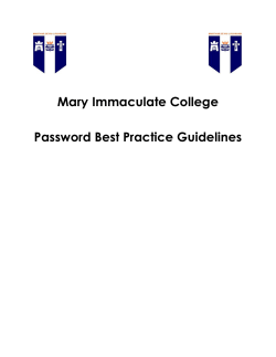 Mary Immaculate College Password Best Practice Guidelines