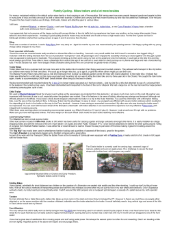 Family Cycling - Bikes trailers and a lot more besides