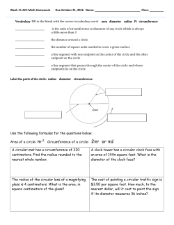 Use the following formulas for the questions below: Area of a circle