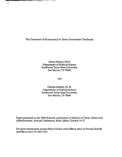 The Treatment of Bureaucracy in Texas Government Textbooks