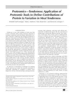 Proteomics&mdash;Tenderness: Application of Proteomic Tools to Define