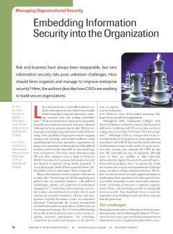 Embedding Information Security into the Organization
