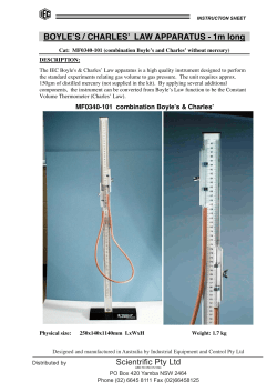 Boyle`s / Charles` Law Apparatus - 1m long