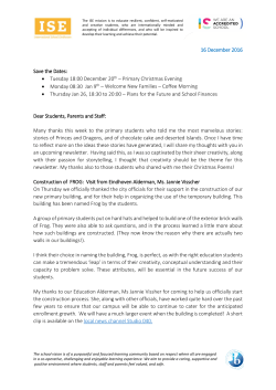 16 December 2016 Save the Dates - International School Eindhoven