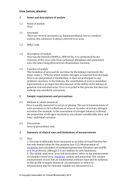 Urea (serum, plasma) - Association for Clinical Biochemistry