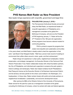 PHS Names Matt Rader as New President