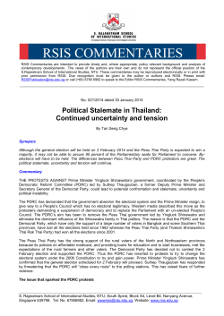 Political Stalemate in Thailand: Continued uncertainty and tension