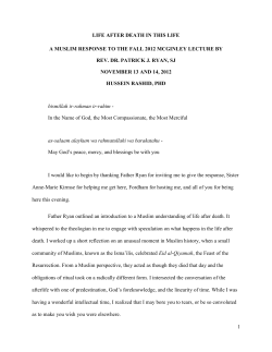 1 LIFE AFTER DEATH IN THIS LIFE A MUSLIM RESPONSE TO THE