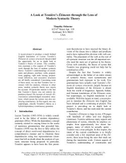 A Look at Tesničre`s Éléments through the Lens of Modern Syntactic
