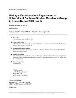 Heritage - ACT Legislation Register