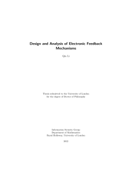 Design and Analysis of Electronic Feedback Mechanisms