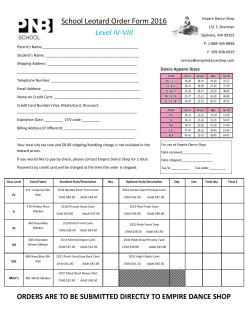 School Leotard Order Form 2016 Level IV-VIII