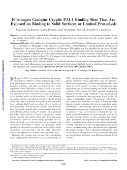 Fibrinogen Contains Cryptic PAI-1 Binding Sites That Are Exposed