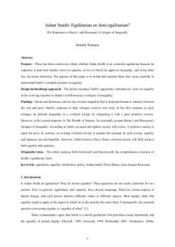 Adam Smith: Egalitarian or Anti
