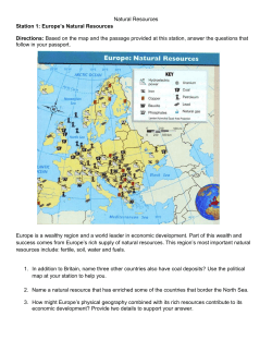 Natural Resources Station 1: Europe`s Natural Resources Directions