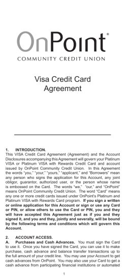 Fixed Rate Credit Card Agreement